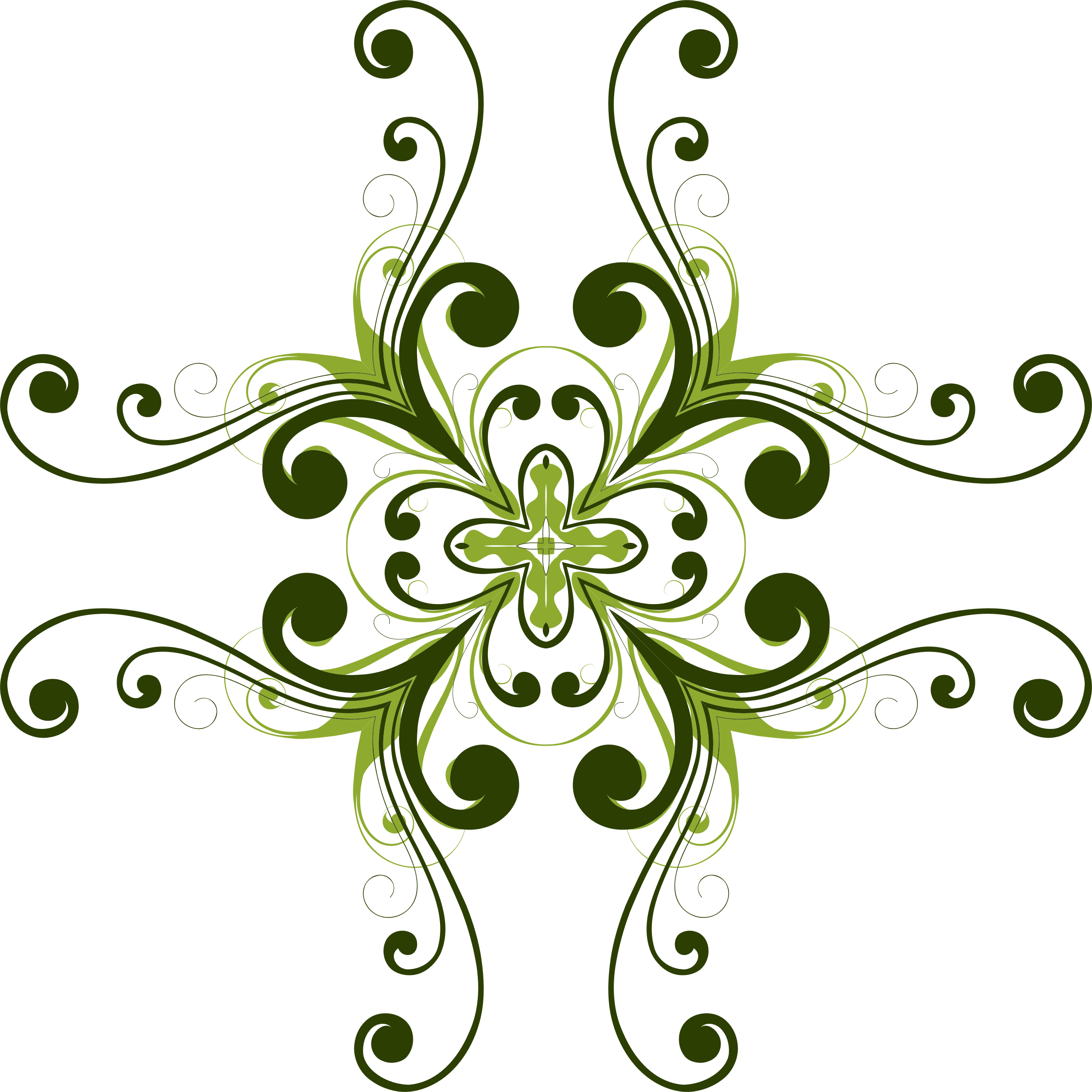 Flourish Flower Design 2 Clipart Black And White Stock - Png Download (2370x2370), Png Download