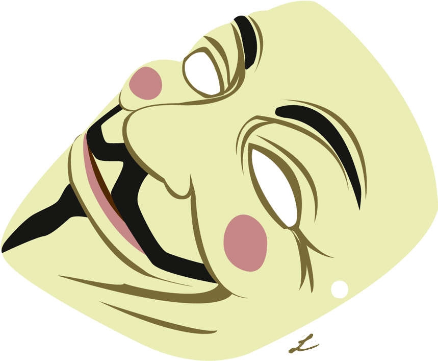 V For Vendetta Mask By Lauramss Clipart (859x707), Png Download