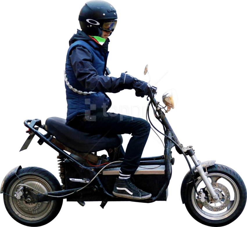Free Png Download I Electric Scooter Png Images Background - Person On Motorcycle Png Clipart (850x780), Png Download