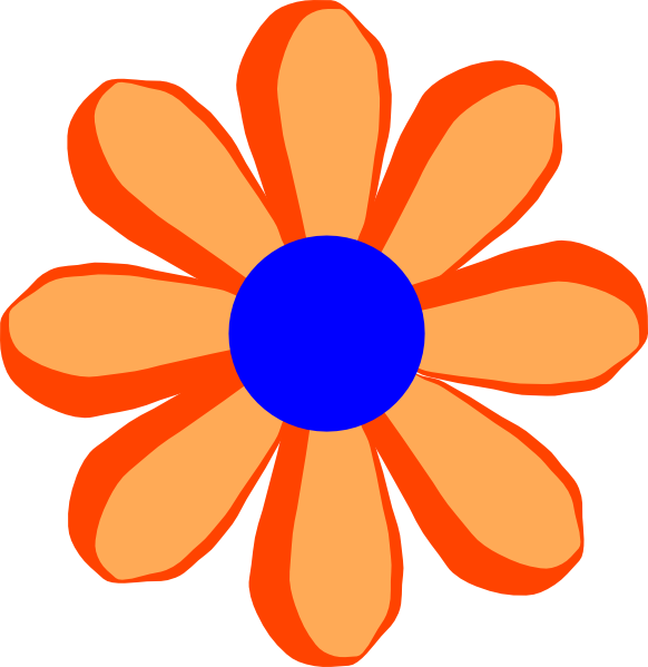 Flower Cartoon Orange Svg Clip Arts 582 X 599 Px - Flower Cartoon Clipart Png Transparent Png (582x599), Png Download