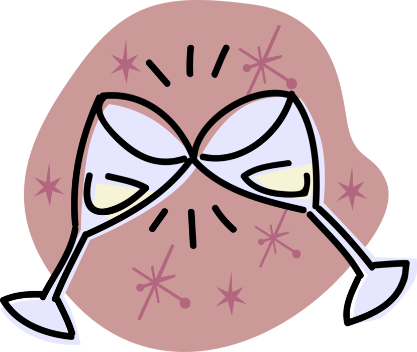 Vector Illustration Of Champagne Glasses Alcohol Drink Clipart (830x700), Png Download