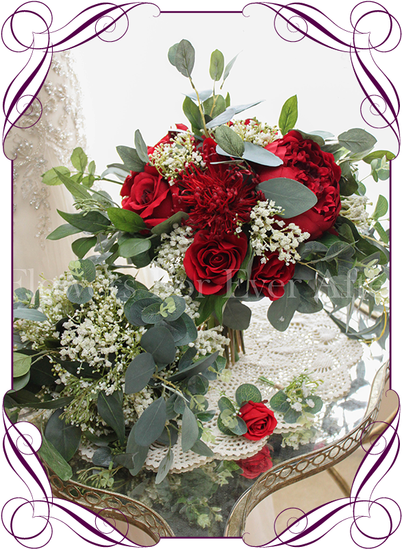 Silk Artificial Bridal Wedding Bouquet Posy Package - Rose Clipart (608x822), Png Download