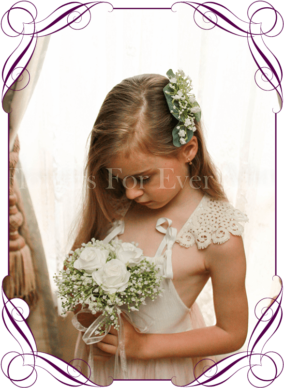 Andrea White Flower Girl Posy Flowers For Ever After - Native Flower Cake Toppers Clipart (608x822), Png Download
