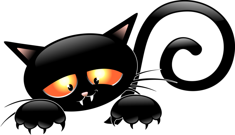 Cat Vector Vintage - Halloween Cat Clipart Png Transparent Png (800x461), Png Download