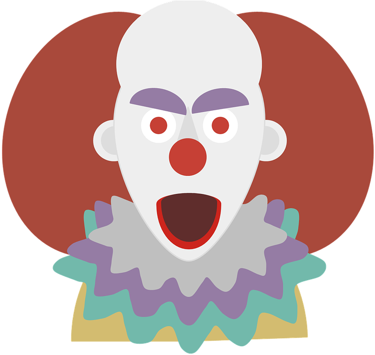 Clown, Terror, Halloween, Chilling, Look, Monster - Clown Cartoon Clipart (879x720), Png Download
