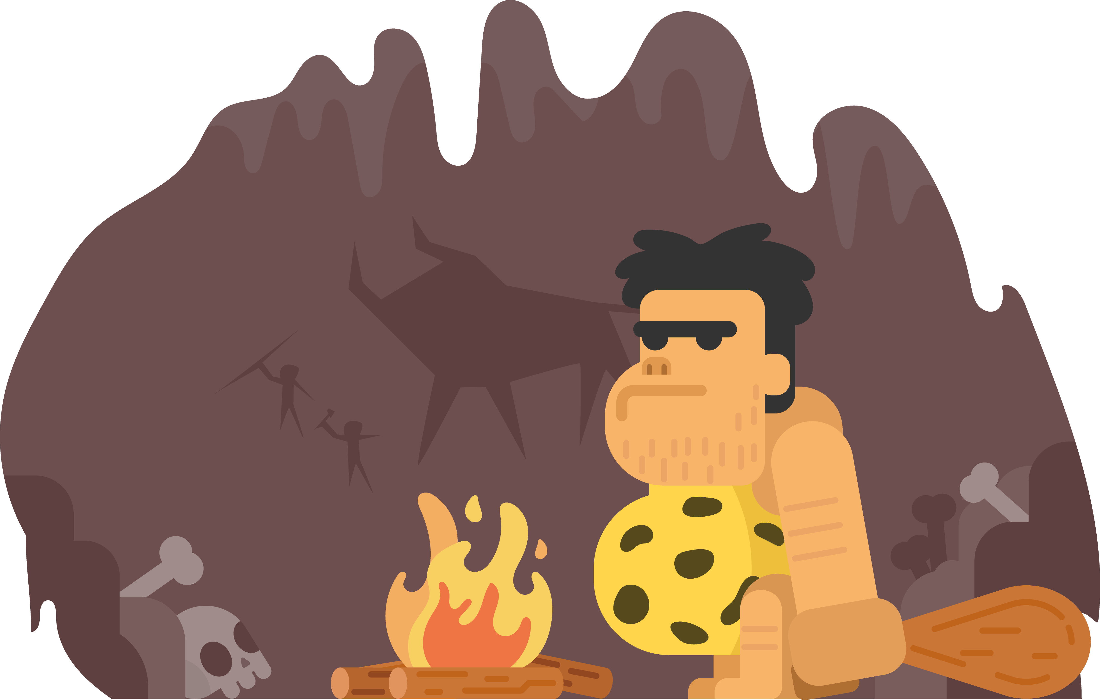 Rock Png Transparent Free Images - Stone Age Man Cave Cartoon Clipart (4574x2912), Png Download