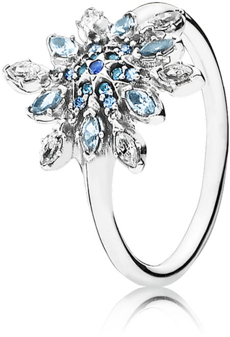 Copo De Nieve Cristalizada, Cristales De Color Azul - Pandora Blue Flower Ring Clipart (1000x1000), Png Download