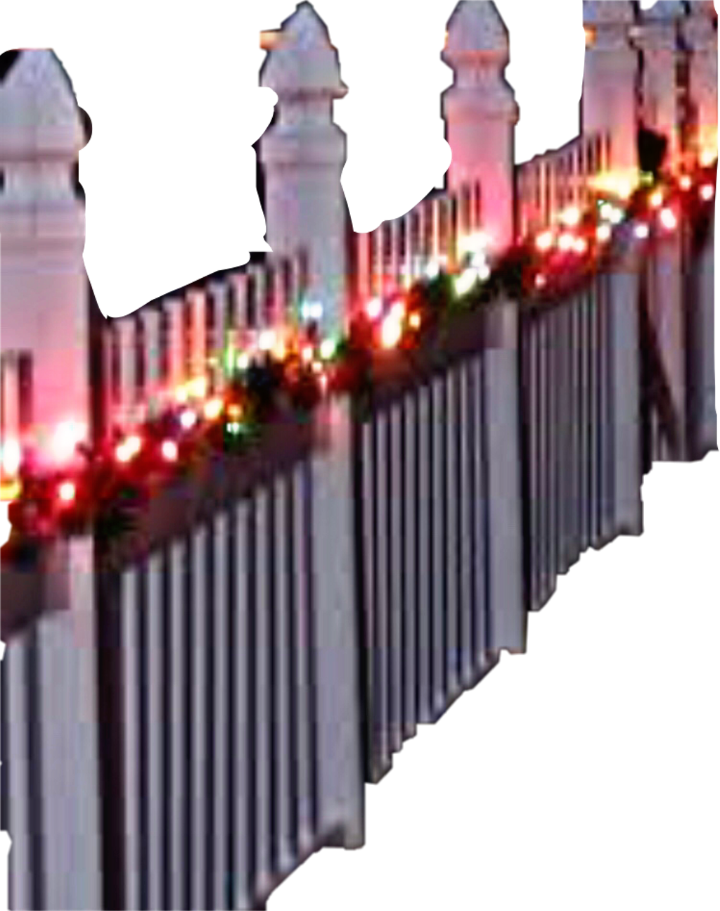 #fence #picketfence #white #christmaslights #lights - Picket Fence Clipart (1024x1295), Png Download