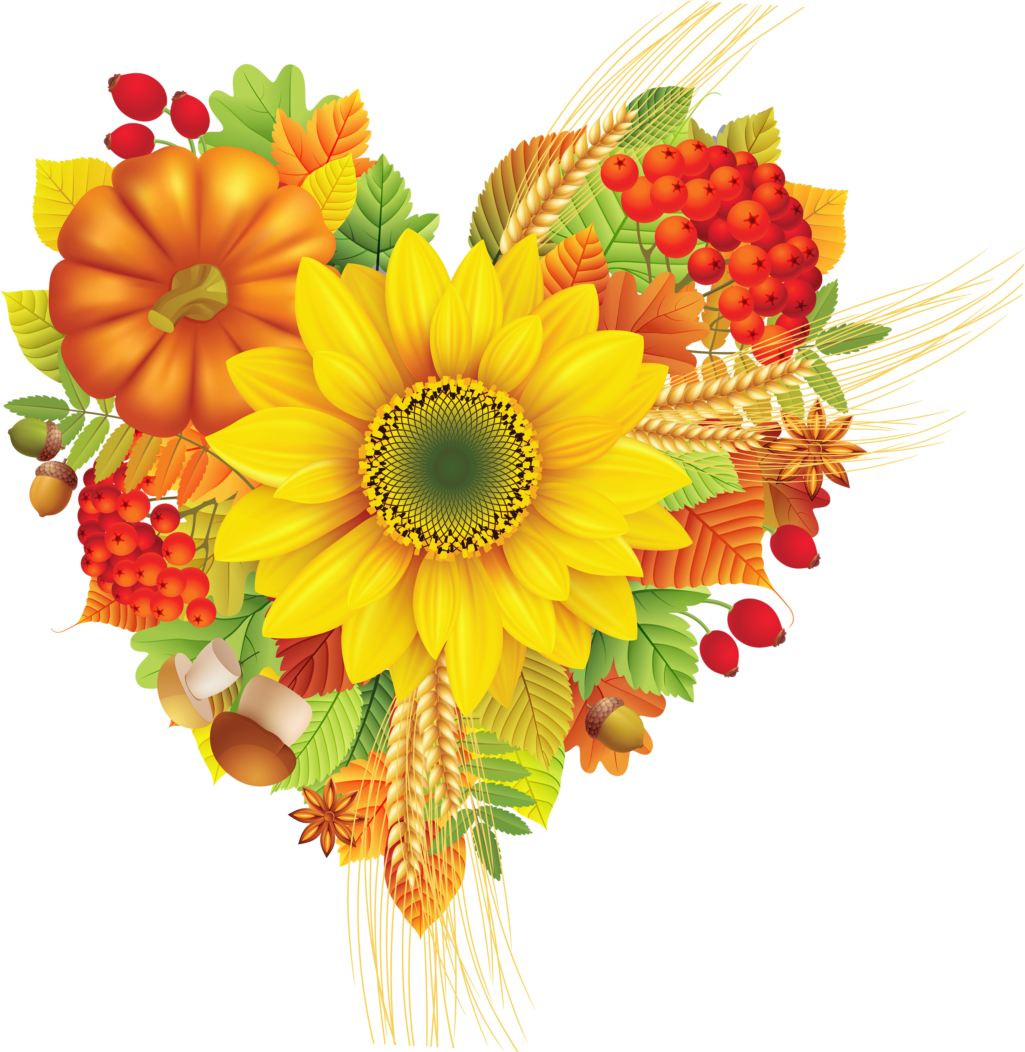 Autumn Heart Leaves Decoration Png Clipart Image Transparent Png (3500x3635), Png Download