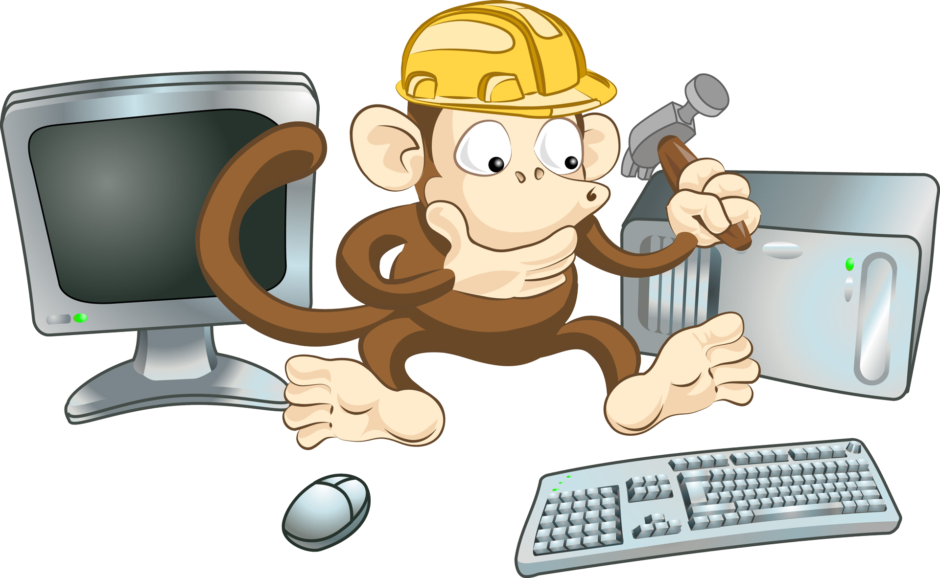 The Pensive Gorilla With - Build A Computer Cartoon Clipart (1920x1182), Png Download