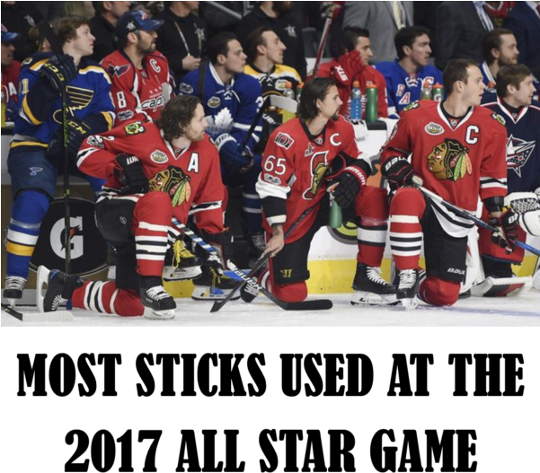 Nhl Player's Sticks At All-star Game Clipart (600x579), Png Download