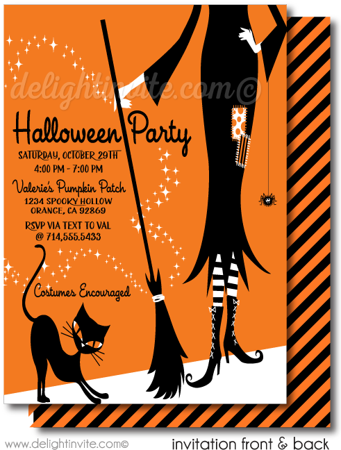 Retro Modern Halloween Party Invitations, Adult Halloween - Illustration Clipart (497x675), Png Download