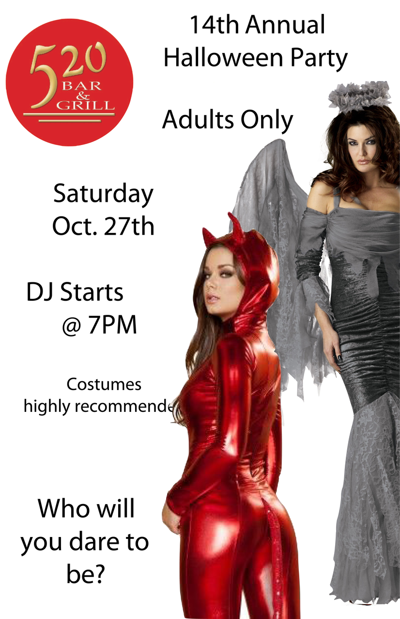 520 Bar & Grill 14th Annual Halloween Party Clipart (1342x1275), Png Download