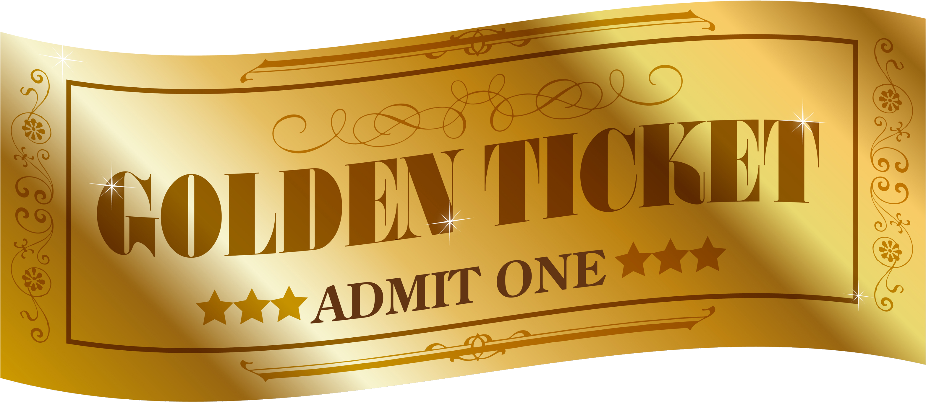 Goldenticket- Clipart (3251x1600), Png Download