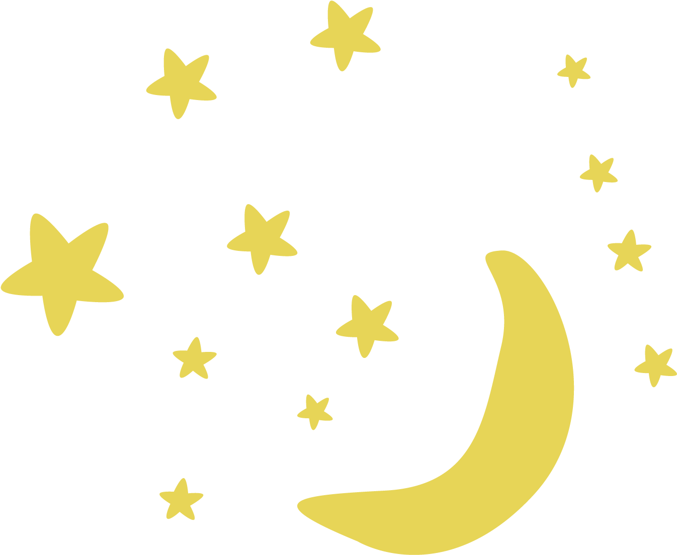 Moon And Stars Pattern - Glow In The Dark Stars Stickers Clipart (1438x1146), Png Download