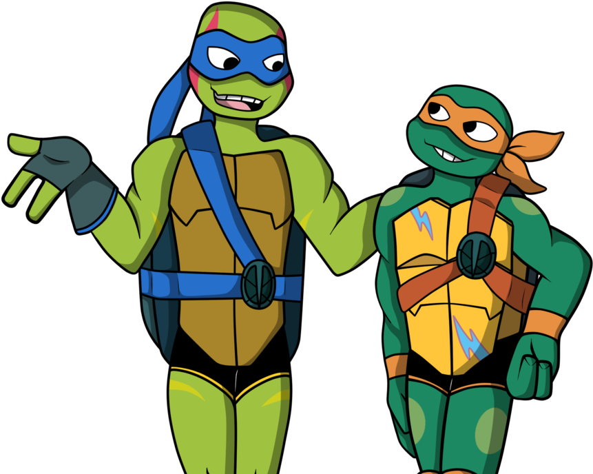 Leo And Mikey Teenage Mutant Ninja Turtles Clipart (1024x755), Png Download