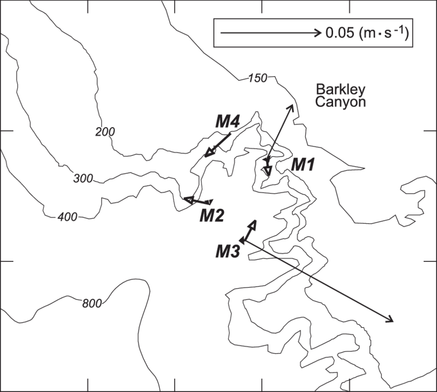 The Thin Arrows Are Currents At 150 M, The Open-headed - Line Art Clipart (850x762), Png Download