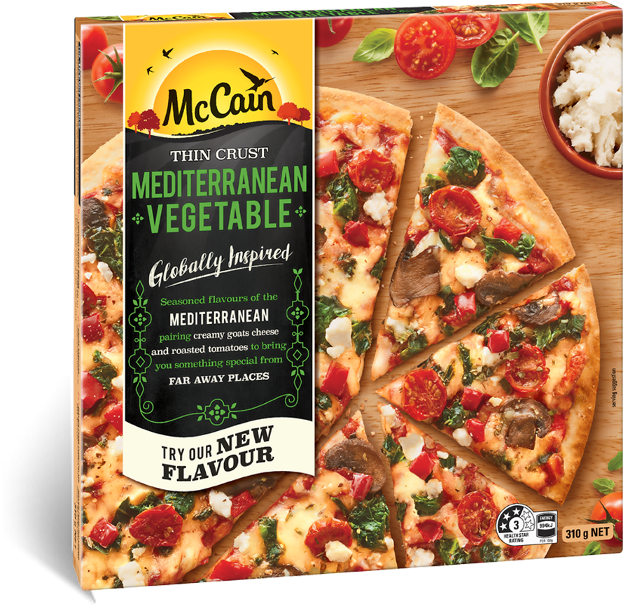 Ultra Thin Mediterranean Vegetable Pizza 310g , Png Clipart (890x866), Png Download