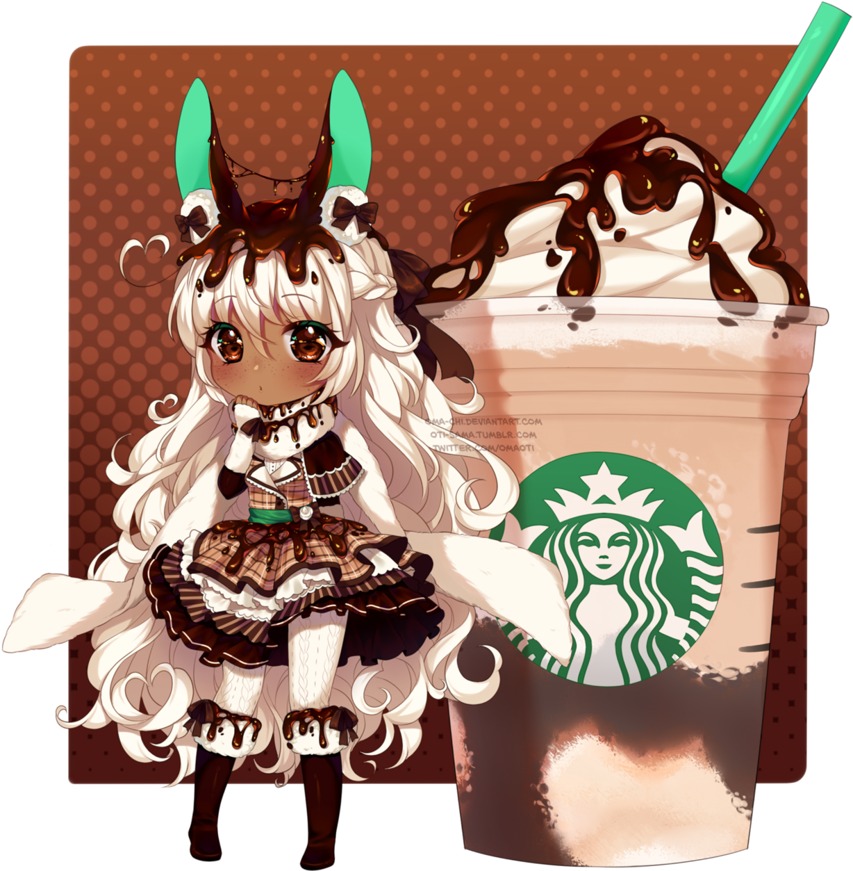 A Cute Triple Mocha Frappuccino Bunny Girl Yes Please - Illustration Clipart (1280x1279), Png Download