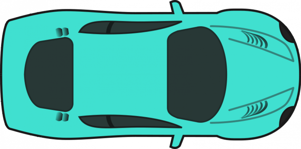 Turquoise Racing Car Vector Drawing Clipart (1007x500), Png Download