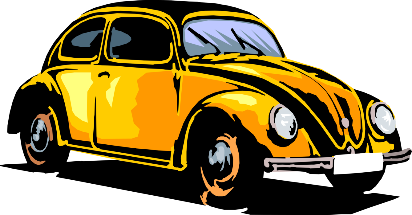 Vector Illustration Of Volkswagen Beetle Car Automobile Clipart (1338x700), Png Download