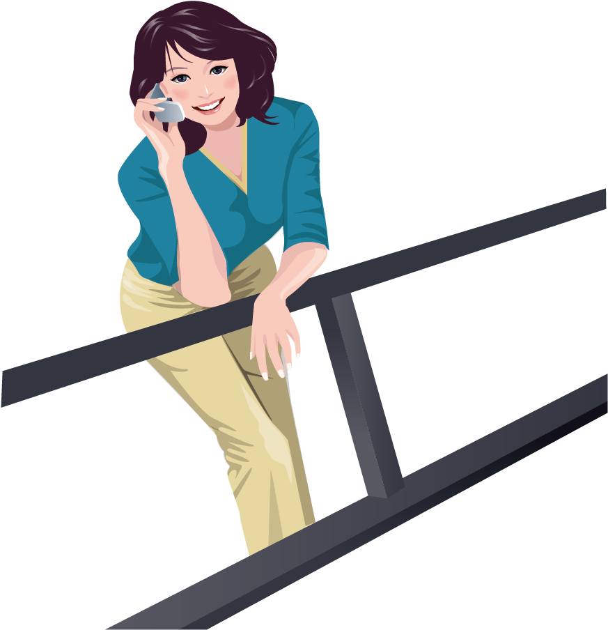 Mobile Phones Female Telephone Illustration Clipart (873x904), Png Download