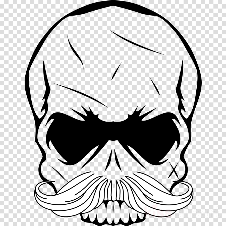 Download Skull With Mustache Png Clipart Skull Clip - Transparent Background White Clock Icon Transparent (900x900), Png Download