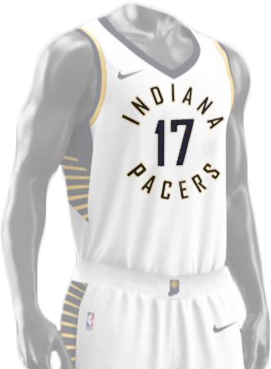 The White, Blue, And Gold Of The Pacers Serve As Our - Indiana Pacers Nike Jersey Clipart (558x760), Png Download