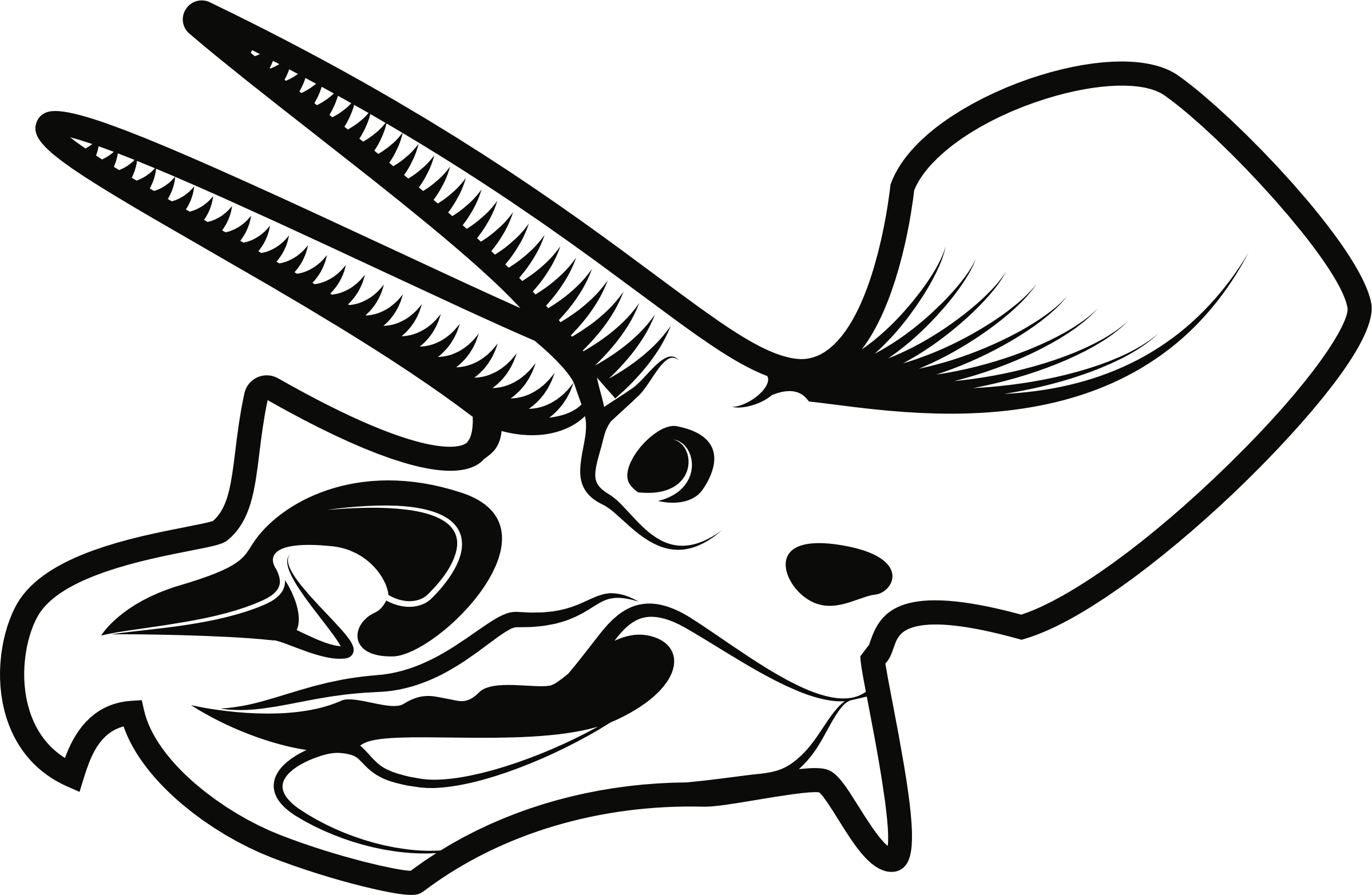 Big Image - Dinosaur Skeleton Head Drawing Clipart (2398x1565), Png Download