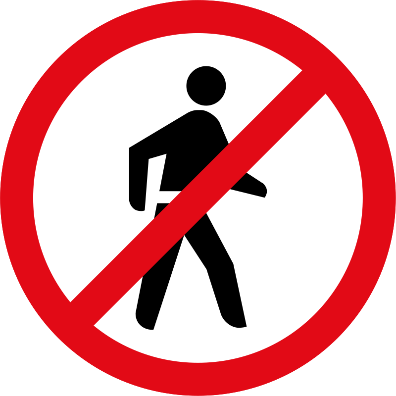 Pedestrian Prohibited Sign - Safety Sign No Eating Clipart (800x800), Png Download