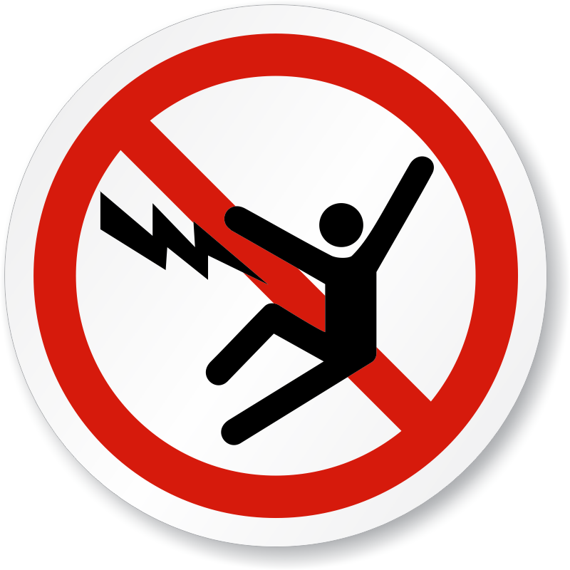 Electric Shock Iso Prohibition Sign - No Electric Shock Clipart (800x800), Png Download
