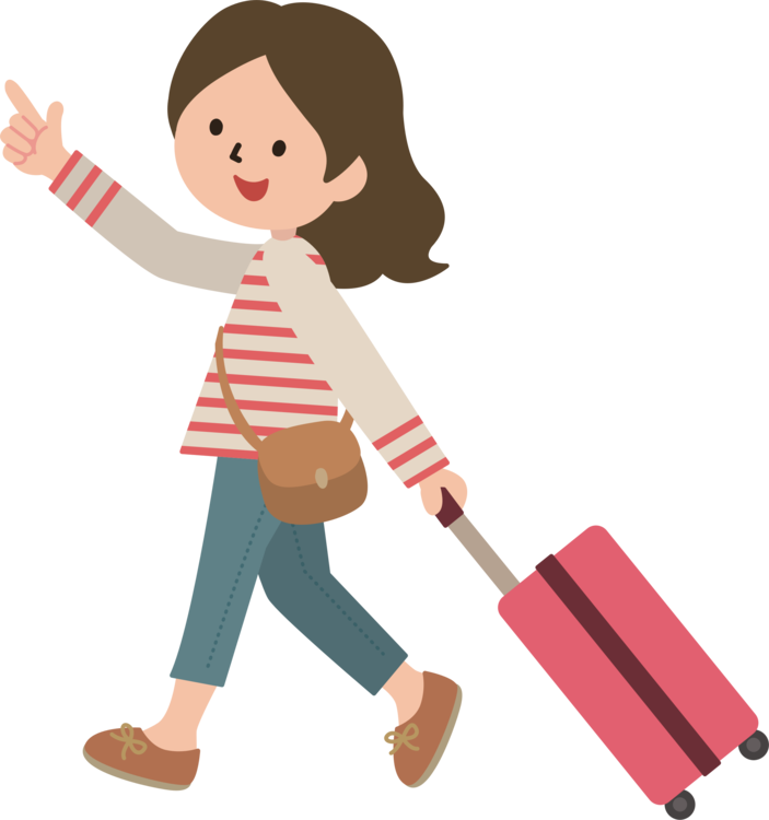 Download Blog Cartoon - Cartoon Girl With Suitcase Clipart (703x750), Png Download
