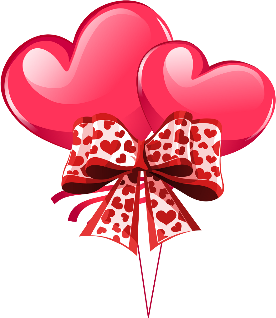 Hearts Heart Ribbon Bow Valentinefreetoedit Clipart (882x1019), Png Download