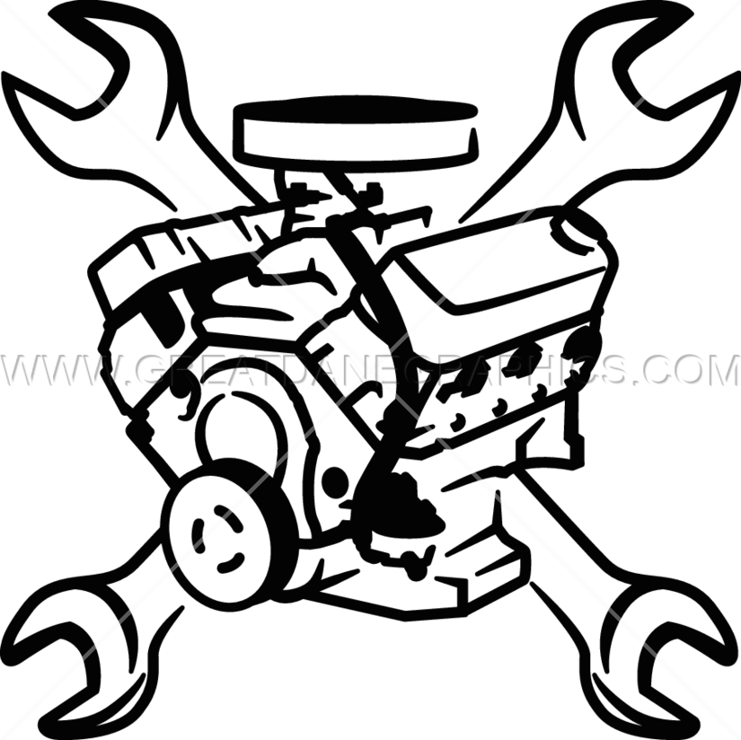 Engine Block & Wrenches Clipart (825x824), Png Download
