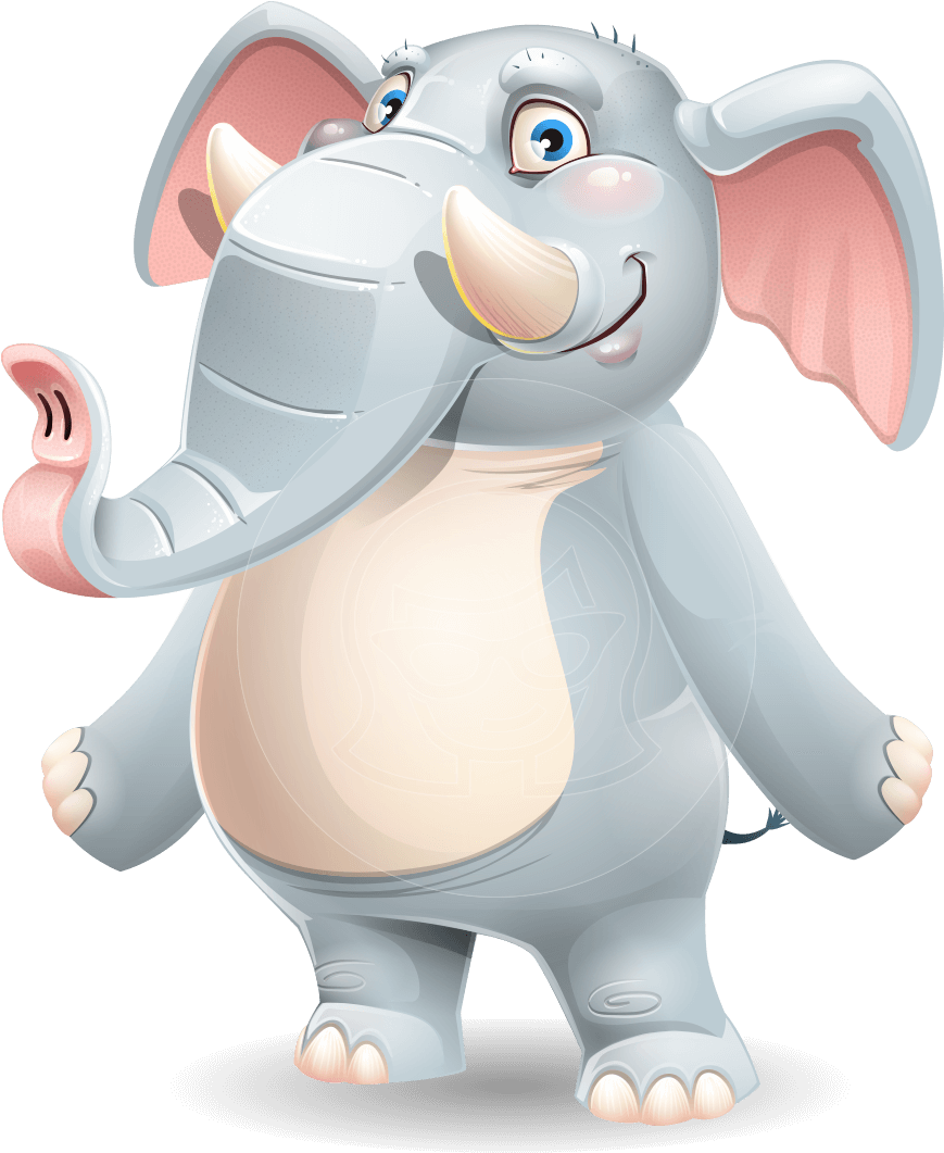 Elephant Cartoon Vector Character Clipart (957x1060), Png Download