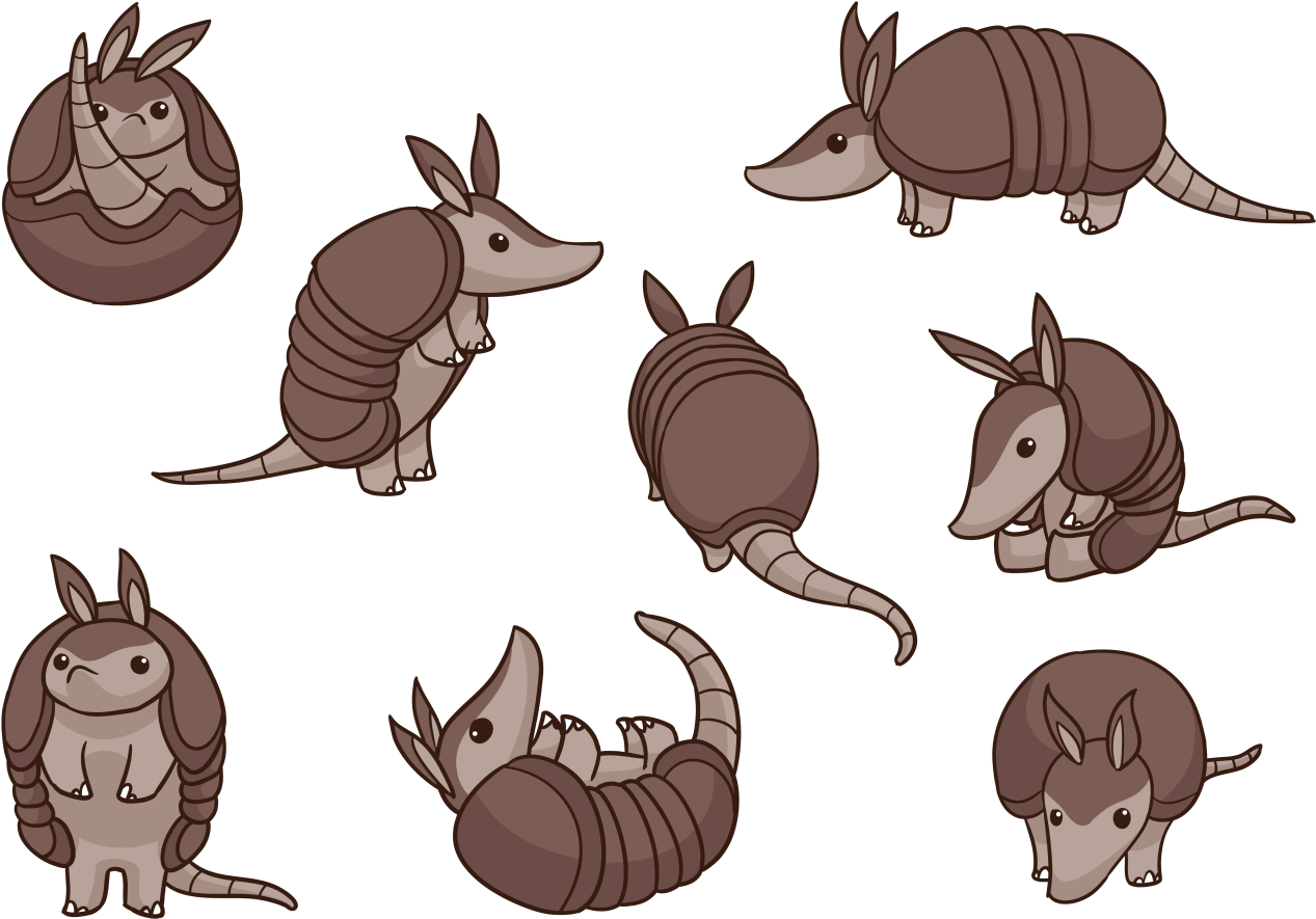 Armadillo Cartoon Vectors - Armadillo Vector Clipart (1400x980), Png Download