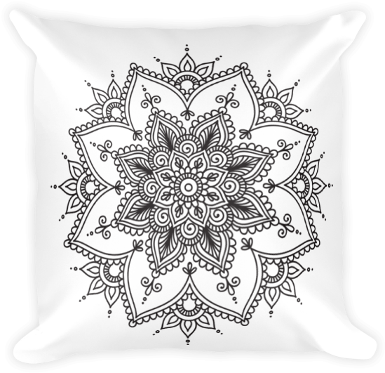 Blsck Henna Design Square Pillow Clipart (600x600), Png Download
