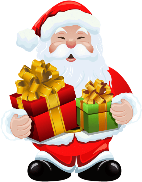 Snata Claus With Gift Clipart - Png Download (500x650), Png Download