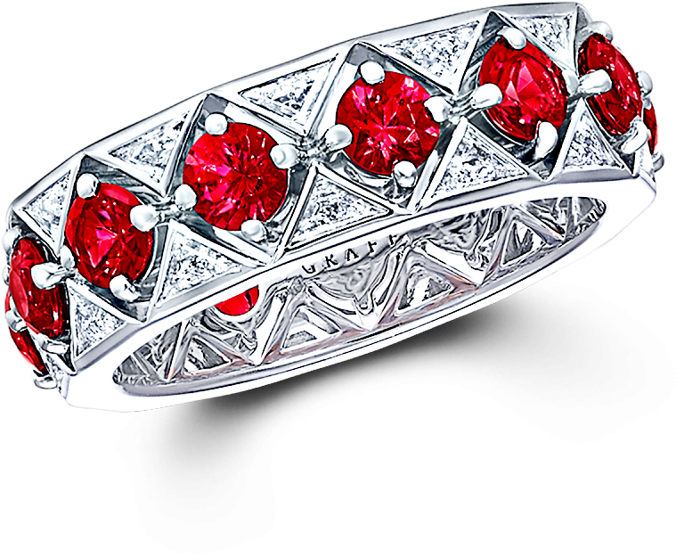 A Graff Snowfall Single Row Ring Featuring Round Rubies - Engagement Ring Clipart (2000x2000), Png Download
