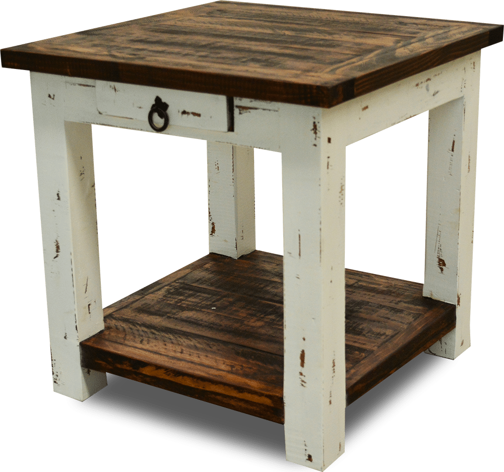 distressed off white end tables
