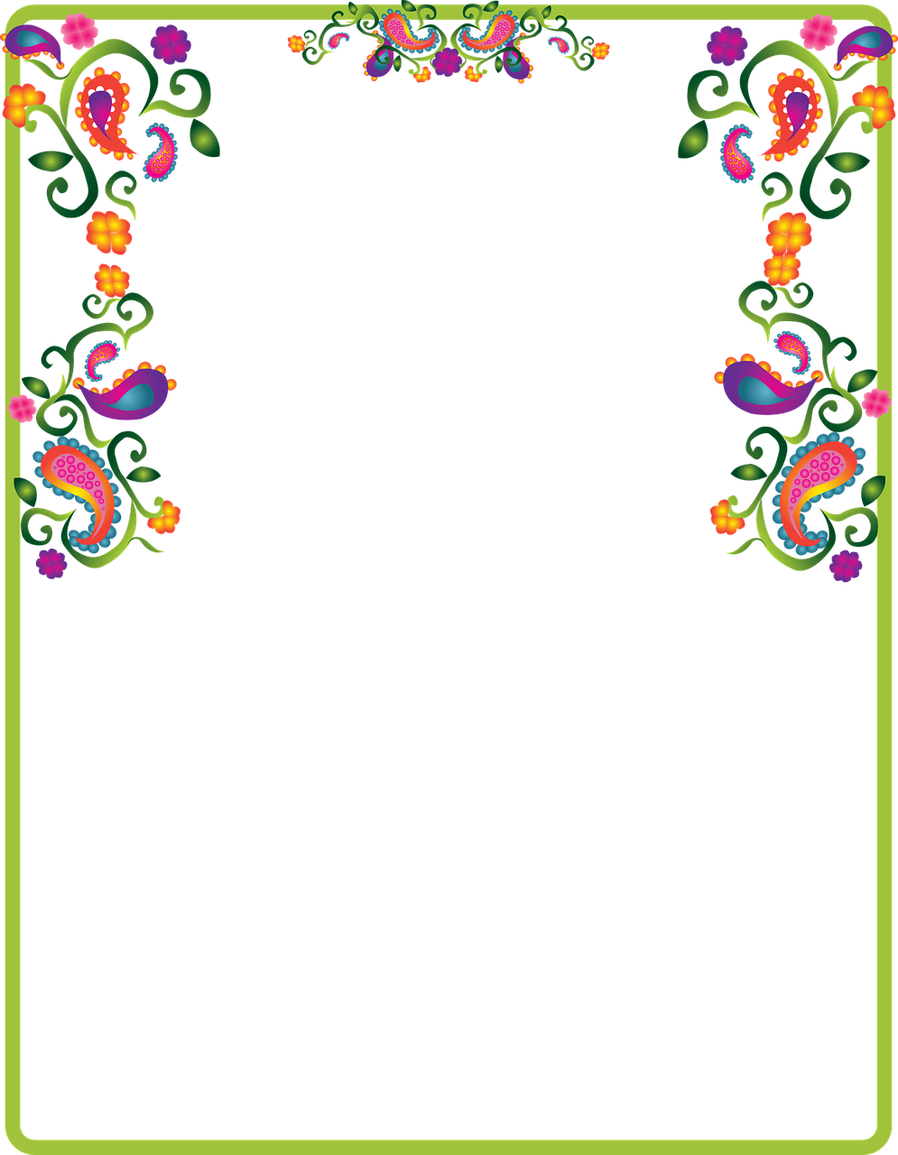 Colorful Paisley Border Clip Art - Png Download (995x1280), Png Download