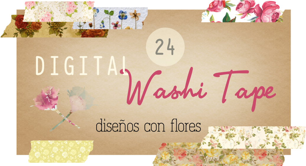Digital Washi Tape Florales Clipart (1036x563), Png Download