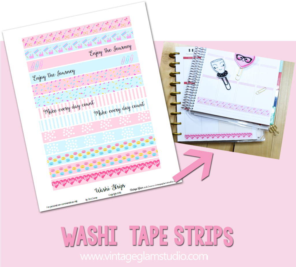 Fall Washi Tape Strips Planner Stickers Free Printable - Paper Clipart (1024x1024), Png Download
