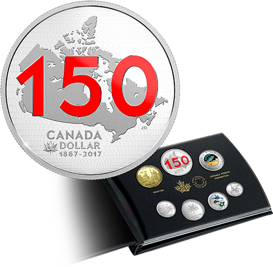 2017 Canada 150 Silver Dollar Proof Set & 2 X 50-cent Clipart (570x570), Png Download