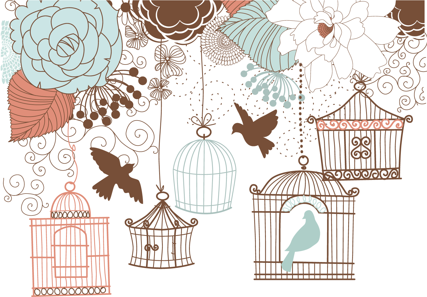And Birdcage Wedding Illustration Retro Invitation - Baby Shower Invitations Girl Bird Clipart (1500x1500), Png Download
