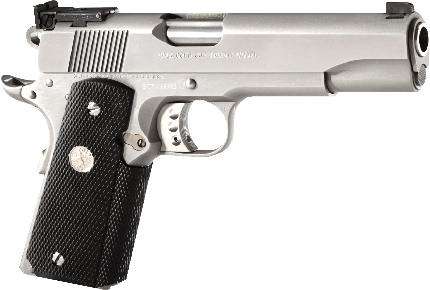 Colt Gold Cup Trophy 45acp - Stainless Steel 45 Handgun Clipart (1800x1229), Png Download