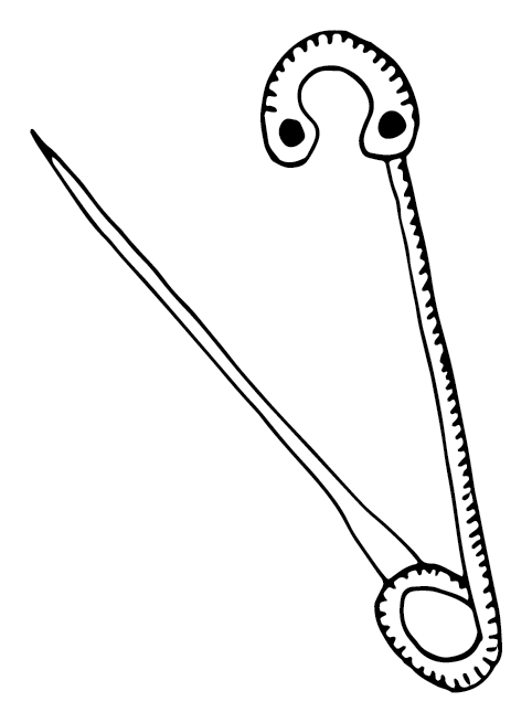 Safety Pin Cut - Monochrome Clipart (482x655), Png Download