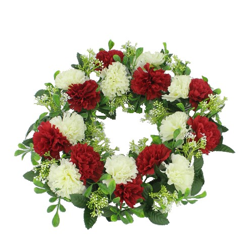 Wedding Flowers Wreath Red Ivory Carnation Arrangement - Garden Roses Clipart (500x620), Png Download