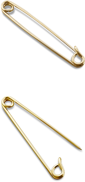 Men's Classic 14k Gold Safety Pin Collar Bar Clipart (350x950), Png Download
