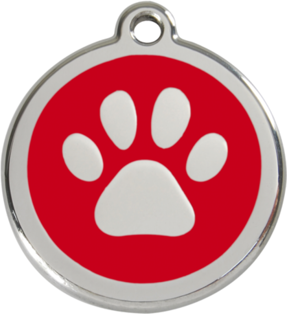 Red Pawprint Pet Tag - Red Dog Tag Png Clipart (1200x1200), Png Download